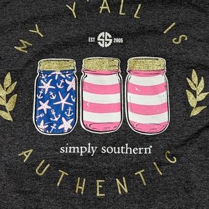 Simply Southern, Size Small, long-sleeve tee, dark gray.